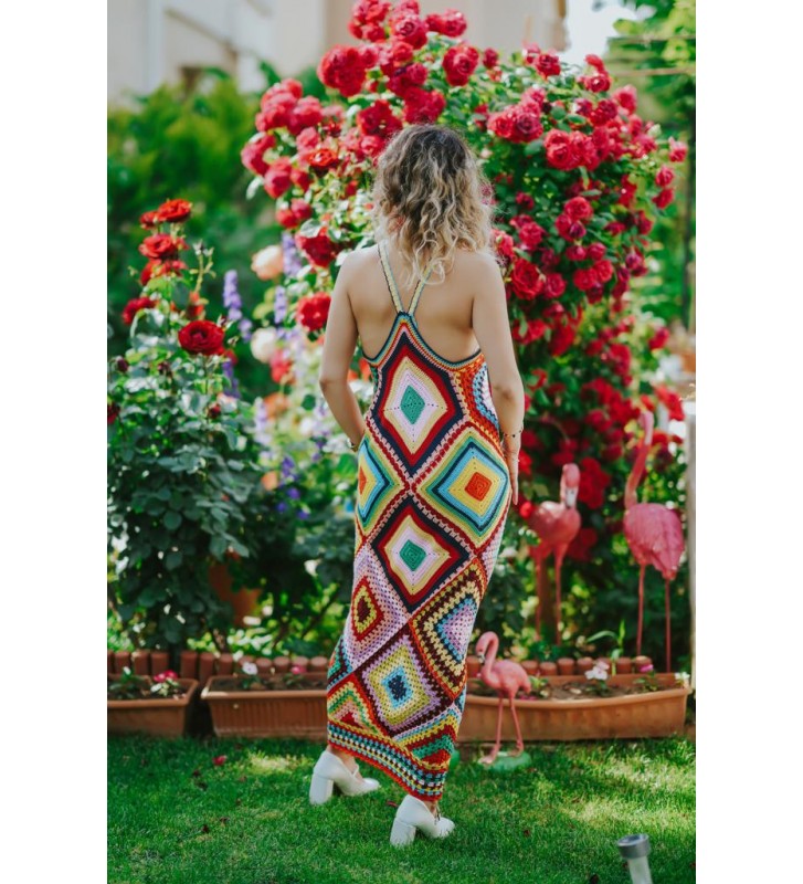 Multi coloured crochet dress best sale